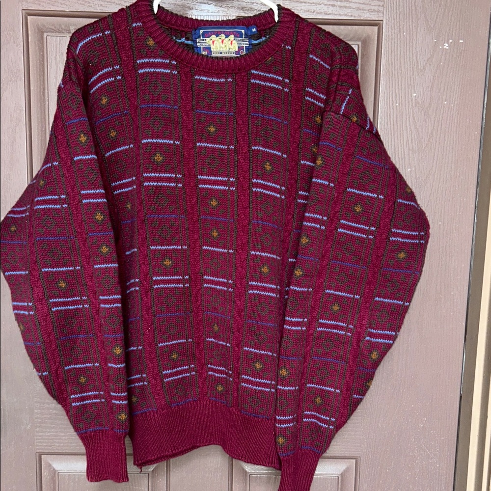 Ralph Lauren Burgundy Patterned Crewneck Sweater